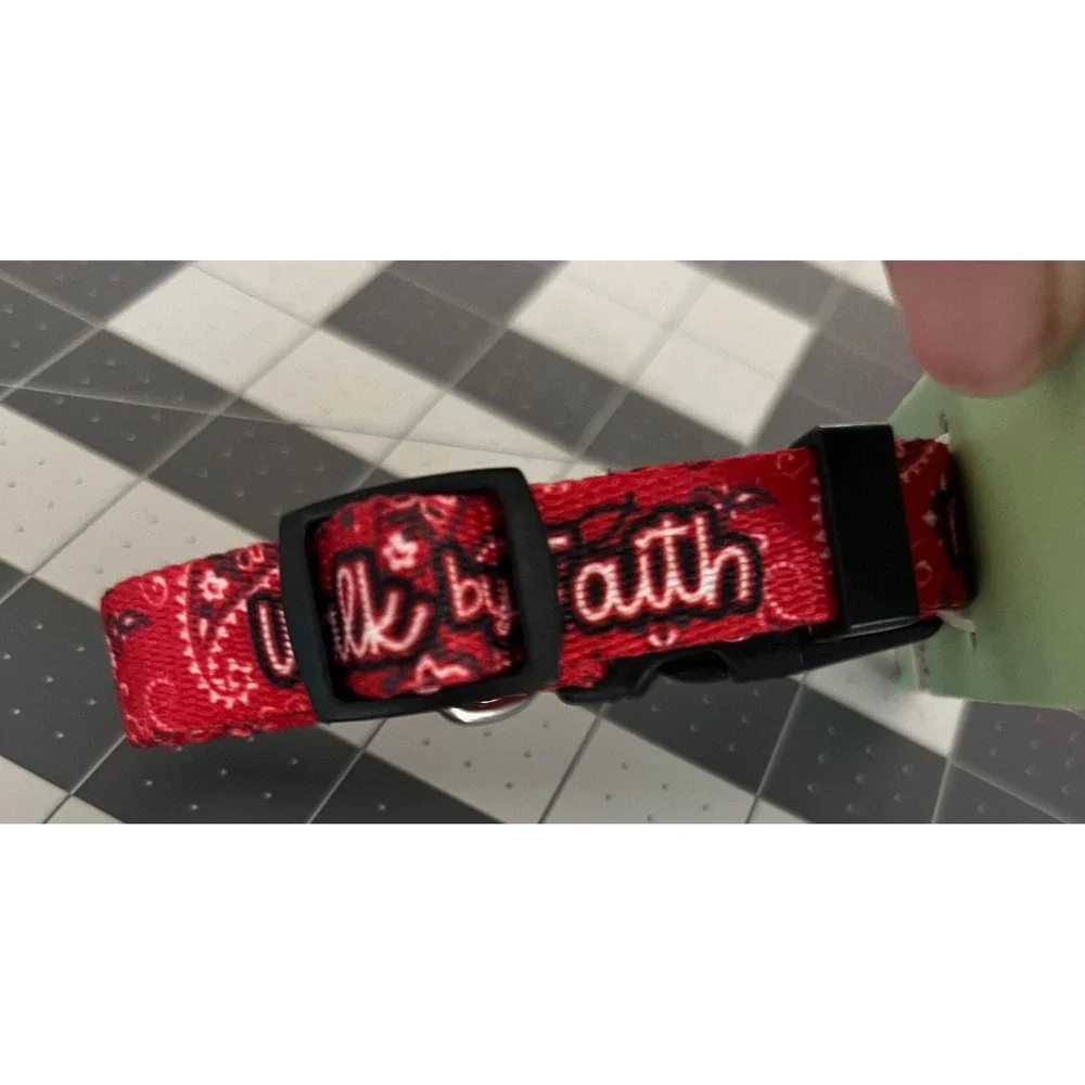 Kerusso Paws & Pray Walk by‎ Faith Pet Collar Adjustable XS NWT Red Bandana